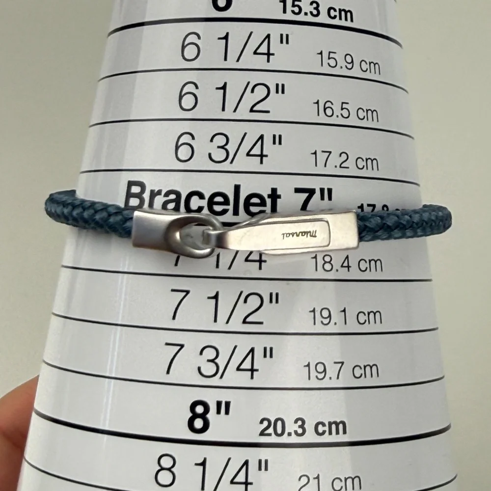 MIANSAI Mens Blue Rodium Plated Sterling Silver Crew Rope Bracelet - Picture 5 of 7